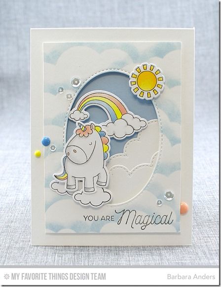 MFTWSC283_2016jun2 Unicorn Cards, Wednesday Sketch, Unicorn Set, Unicorn Card, Unicorn Crafts, Mft Cards, Rainbow Card, Mft Stamps, Kids Birthday Cards