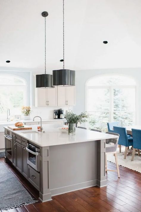 12 Best Kitchen Color Ideas for 2024, According to Pros | The Kitchn Gray Kitchen Island, Kitchen Color Ideas, Best Kitchen Colors, Kitchen Island With Sink, Navy Kitchen, Grey Kitchen Island, Gray And White Kitchen, Gray Kitchen, Hill Interiors