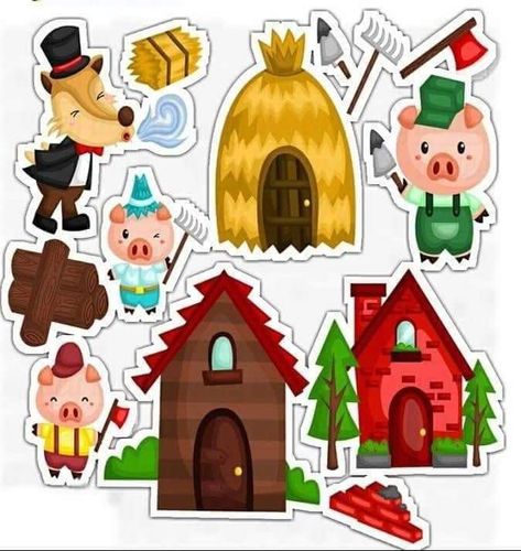 Fairy Tales Preschool, Kindergarten Decorations, Paper Piecing Scrapbooking, Fairytale Nursery, Pig Party, Three Little Pigs, Scrapbook Materials, Disney Scrapbook, Baby Scrapbook