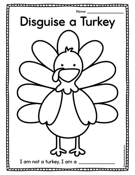 Disguise a Turkey Free Template Finger Print Turkey, Turkey Disguise Project Preschool, Thanksgiving Arts And Crafts For Kindergarten, Disuse A Turkey Project, Thanksgiving Turkey Template, Disguise The Turkey Template, Blank Turkey Template, Kindergarten Turkey Project, Kindergarten Disguise Turkey Project