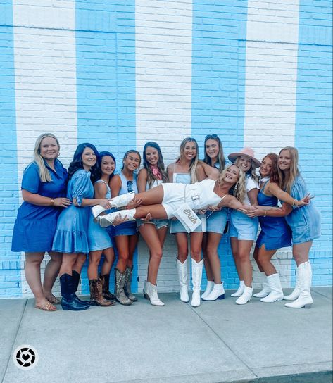 Denim And White Bachelorette Party, Bachlorette Outfit Ideas Denim, Denim On Denim Outfit Bachelorette, Jean Bachelorette Party, Denim On Denim Outfit Nashville, Denim Nashville Bachelorette, All Denim Bachelorette Party Outfit, Denim On Denim Bachelorette Party, Disco Denim Bachelorette