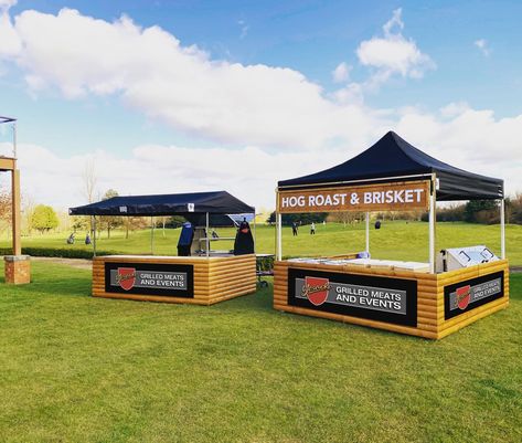 Hog Roast Hut Catering Booth Design, Outdoor Catering Ideas, Vendor Pop Up Ideas, Stall Design Ideas, Event Entrance Design, Food Stand Design, Bbq Stand, Hog Roast, Street Food Design