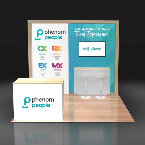 PE1010 13 - All Inclusive 10x10 Booth Rental I Pure Exhibits Installing Electrical Outlet, Show Booth Design, Trade Show Booth, Trade Show Booth Design, Reception Counter, Show Booth, Las Vegas Shows, Tradeshow Booth, Bar Areas