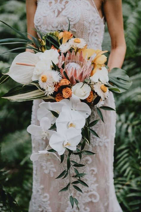 Orchid Wedding Bouquets, Tropical Flowers Bouquet, Tropical Bridal Bouquet, Orchid Bouquet Wedding, Tropical Wedding Bouquets, Protea Wedding, Exotic Wedding, Tropical Wedding Flowers, Orchid Bouquet