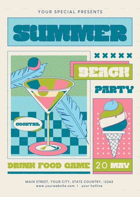 Summer Beach Party Flyer Summer Promotion Design, Beach Party Poster, Festival Brochure, Beach Party Flyer, Summer Party Flyer, Summer Promotion, Digital Communication, Summer Poster, Summer Beach Party