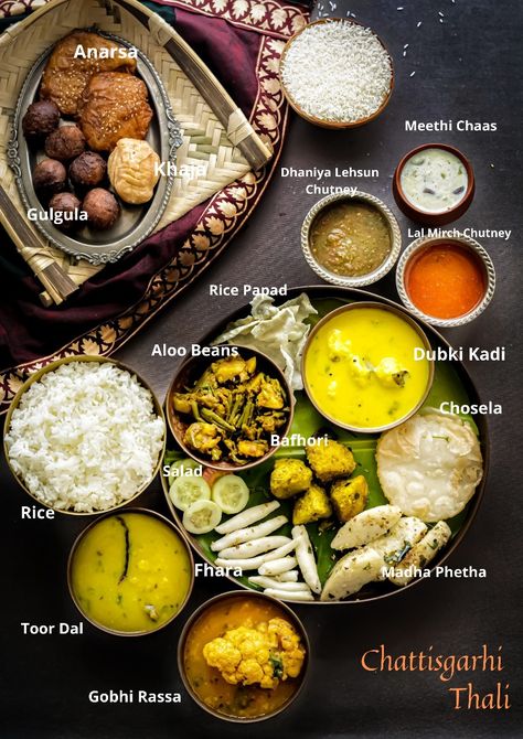 Chhattisgarh Culture Drawing, Chhattisgarh Food, Indian Thali, Bengali Food, Rice Bowl, Maize, Food Staples, Rice Flour, Indian Recipes