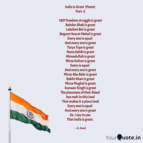 Best Thought and Poem: India is Great (Poem) Part- 2 Patriotic Poems India In English, Poems Of Love, Patriotic Poems, Great Poems, Patriotic Quotes, Quotes On Love, Quotes On Life, Best Poems, Book Art Diy