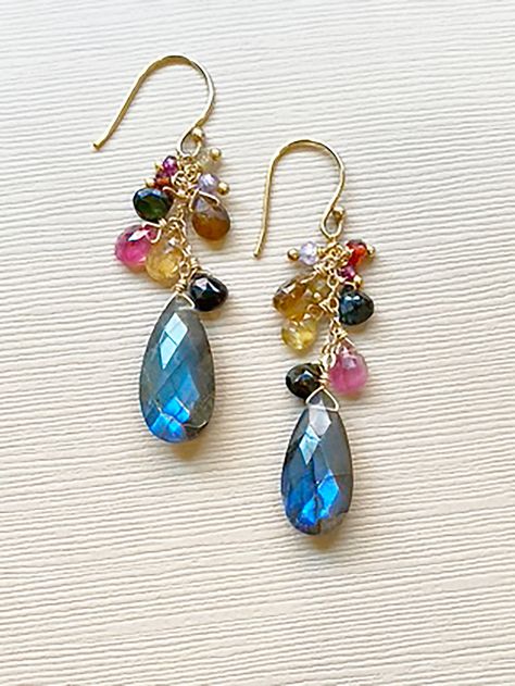 Newest vibrant earrings for fall! https://www.pamolderdesigns.com/newest/labradorite-and-tourmaline-cascade-earrings/ #cascade-earrings #labradorite #tourmaline #pamolderdesigns #sundance #newburyport Cascade Earrings, Labradorite, Tourmaline, Handmade Jewelry, Drop Earrings, Design, Handmade Jewellery