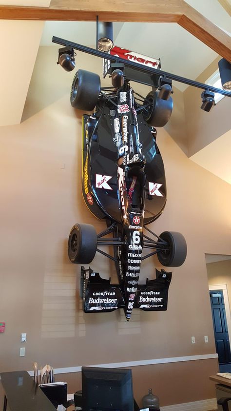 F1 Car In House, F1 Themed Room, Car In Living Room, F1 Experience, Guy Room Ideas, F1 Room, Car Pfp, F1 Mercedes, Mens Room Decor