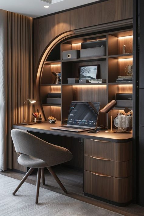 Hideaway Computer Desk, Home Desk Ideas, Tidy Workspace, Modular Desk System, Desk Nook, Home Office Layouts, Small Living Space, Sleek Desk, Design Desks