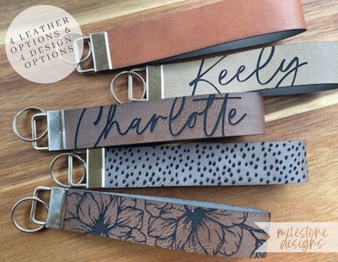 Faux Leather Key Fob, Faux Leather Wristlet, Engraving Ideas, Leather Accessories Handmade, Key Fob Wristlet, Key Ring Holder, Leather Ideas, Key Fobs Wristlet, Leather Key Fobs