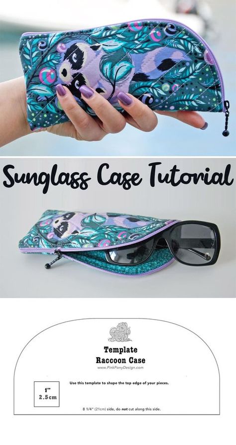 DIY Sunglasses Case Sewing Free Pattern & Tutorial Eyeglasses Case Sewing Pattern, Sewn Glasses Case, Quilted Glasses Case, Diy Eyeglass Case, Sunglasses Case Pattern, Eyeglass Cases Diy, Diy Sunglasses Case, Diy Glasses Case, Sunglass Case Pattern