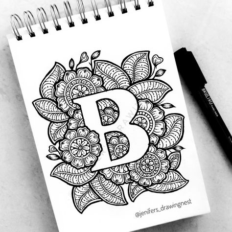 Mandela Art Alphabet, B Letter Mandala Art, Alphabet Mandala Art Letter S, Doodle Art Name Design, Doodle Name Art Ideas, Alphabet Mandala Art, Name Mandala Art, Mandala Alphabet Letters, Draw Alphabet