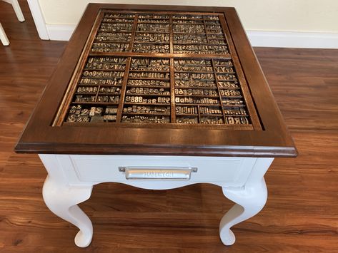 Printer Tray, Industrial Style Coffee Table, Seashell Collection, Letterpress Type, Printers Drawer, Collection Ideas, Printers Tray, Table Glass, Furniture Makeovers