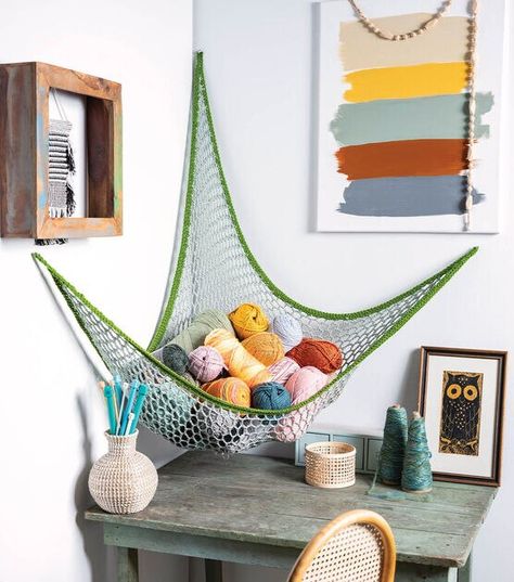 How To Make Yarn Storage Hammock Online | JOANN Crochet Storage Hammock Free Pattern, Toy Net Crochet Pattern, Storage Hammock Crochet, Crochet Net For Yarn, Stuffed Animal Net Crochet Pattern, Crochet Yarn Hammock Pattern Free, Crochet Hammock For Toys, Crochet Storage Hammock, Crochet Toy Hammock Pattern Free