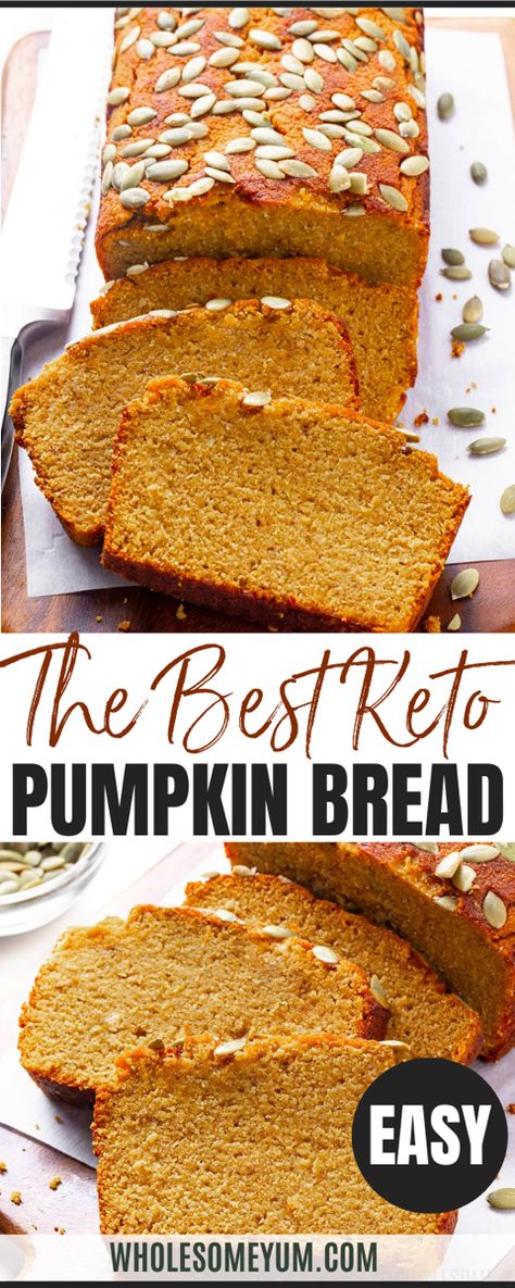 Almond Flour Keto Pumpkin Bread Cheesecake Pumpkin Pie, Keto Pumpkin Bread, Low Carb Pumpkin Recipes, Cheesecake Pumpkin, Bread Pumpkin, Everything Pumpkin, Pan Sin Gluten, Low Carb Chicken Recipes, Low Carb Low Sugar