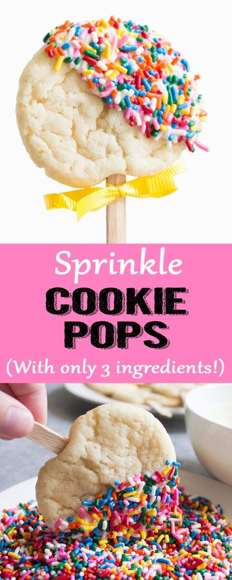 Cake Slices Ideas, Back To School Desserts, Birthday Treats To Take To School, Sprinkle Desserts, Cookie Pops Recipe, Cookie Sprinkles, Thanksgiving Baskets, Sugar Cookies With Sprinkles, Funfetti Cookies