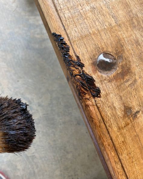 Use a combination of clear, dark, and black Annie Sloan wax to create a gorgeous finish on a coffee table. Brown Wax On Furniture, Finishing Wax For Wood, Wood Wax Finish Diy, Behr Wax Decorative Finish Dark Antique, Dark Wax Over Stained Wood, Wax Stains On Wood, Briwax Liming Wax Before And After, Black Wax Over Stained Wood, Dark Wax On Raw Wood