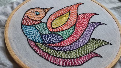 Kantha Designs Pattern, Running Stiches Embroidery Motif, Kantha Work Designs Embroidery Patterns, Kantha Painting, Kantha Motifs Design, Katha Embroidery Design, Running Stitch Motifs, Kantha Embroidery Designs Hand Stitching, Kantha Of Bengal Embroidery Motifs