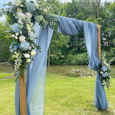 Amazon.com: Dusty Blue 5 Yard Solid Color Chiffon Sheer Fabric by The Yard for Wedding Party Event 180 Inches Draping Arch Decoration Event Draping, Blue Green Wedding, Wedding Arches Outdoors, Wedding Draping, Baby Blue Weddings, Blue Wedding Decorations, Yard Wedding, Arch Decoration, Wedding Arbour