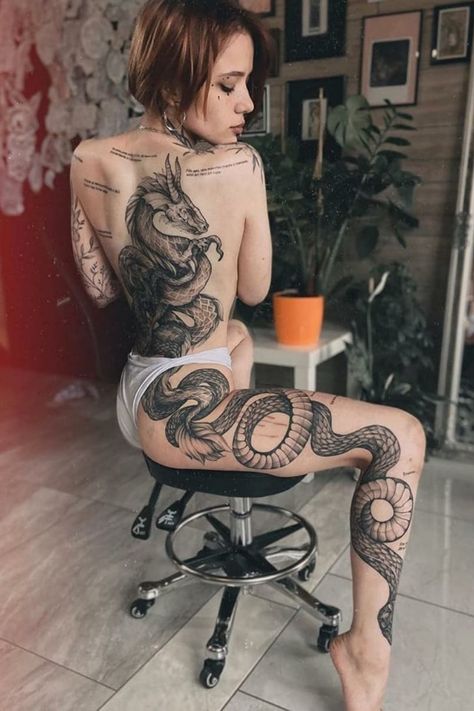 Amazing TATTOO ART P.C Tattoo Lovers FB PAGE Dragon Tattoo Leg, Lower Arm Tattoos, Wrap Tattoo, Dragon Sleeve Tattoos, Dragon Tattoo For Women, C Tattoo, Clever Tattoos, Full Body Tattoo, Leg Tattoos Women