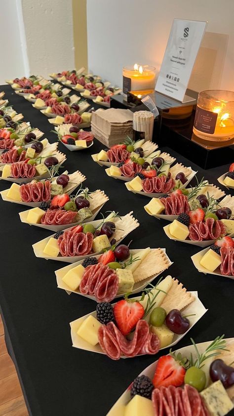 Self Serve Charcuterie, Charcuterie Letter Boxes Wedding, Finger Food Appetizers For Wedding, Wedding Appetizer Display, Individual Table Charcuterie Boards, Charcuterie Plates For One, Charcuterie Board Individual Servings, Individual Charcuterie Board Ideas To Go, Individual Wedding Appetizers