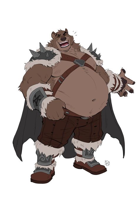 Bear Man Art, Fat Pose Reference, Chubby Character Design Male, Fat Body Reference, Fat Reference, Fat Character Design, Anthropomorphic Bear, Bear Fursona, Chubby Guy Drawing