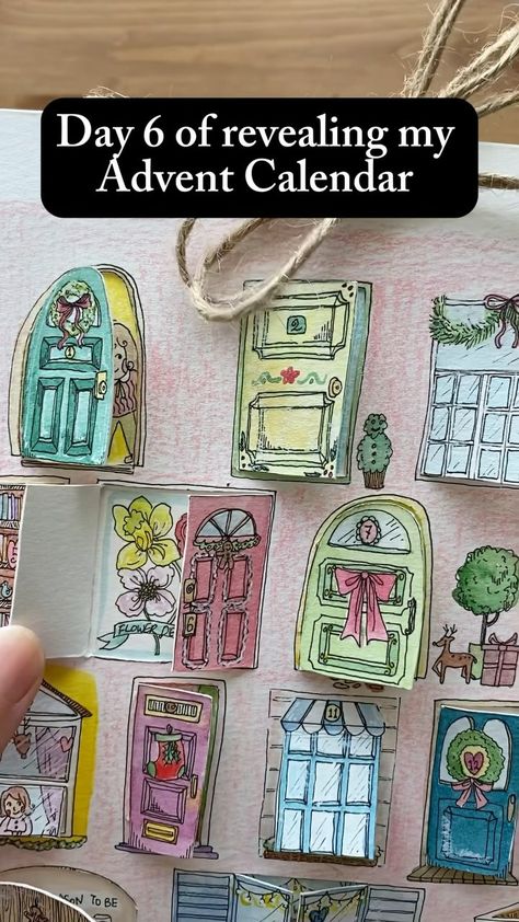 Diy Painted Advent Calendar, Drawing Advent Calendar, Art Advent Calendar, Christmas Diy Calendar, Painted Advent Calendar Ideas, Holiday Advent Calendar, Drawing Calendar Ideas, Illustrated Advent Calendar, Hand Painted Advent Calendar