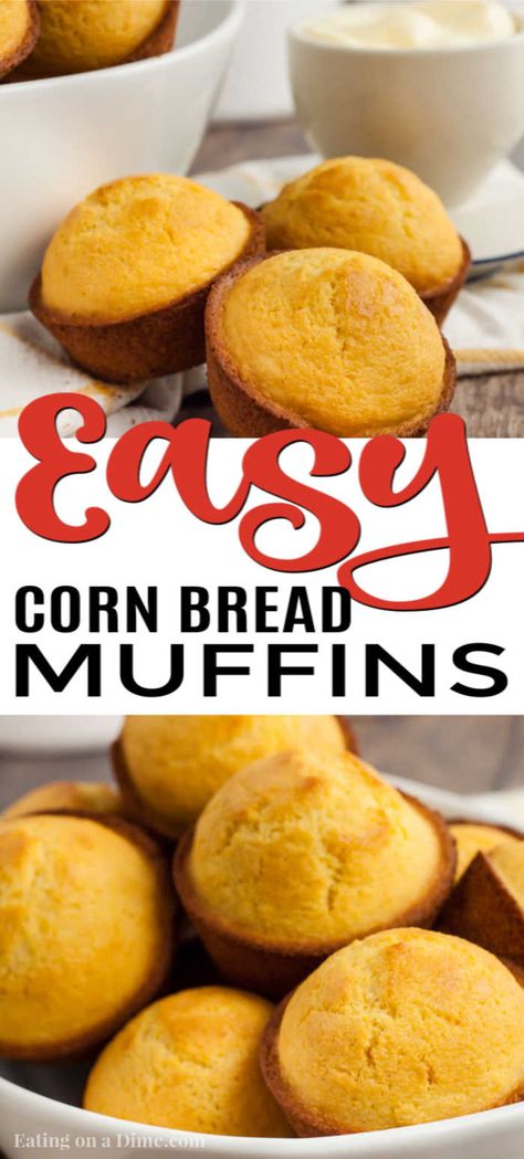 Cornbread Muffins are just so easy to make and much better than those store bought mixes. This cornbread muffin recipe is delicious and a family favorite. Easy Sweet Cornbread, Buttery Cornbread Recipe, Cornbread Muffin Recipe, Easy Cornbread Muffins, Corn Bread Muffins, Sweet Cornbread Muffins, Easy Homemade Cornbread, Cornbread Muffin, Easy Cornbread