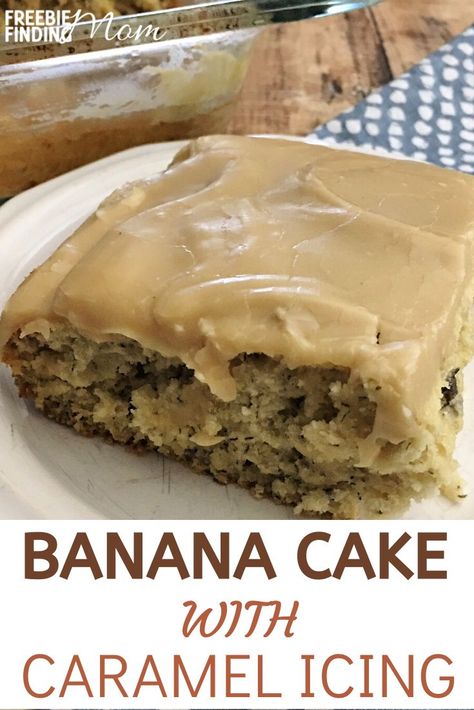 Wowza! This cake is ah-maze-ing! This Banana Cake Recipe is moist, soft, rich and incredibly delicious and the caramel icing is the perfect complement. Before you toss those ripe bananas, put them to good use in this easy and worth every calorie banana cake recipe! #bananacakerecipeeasy #bananacakerecipemoist #bananacakeeasy Easy Icing Recipe For Cake, Easy Caramel Icing, Banana Cake With Caramel, Caramel Icing Recipe, Cake With Caramel Icing, Easy Icing Recipe, Banana Cake Recipe Easy, Easy Icing, Cake With Caramel