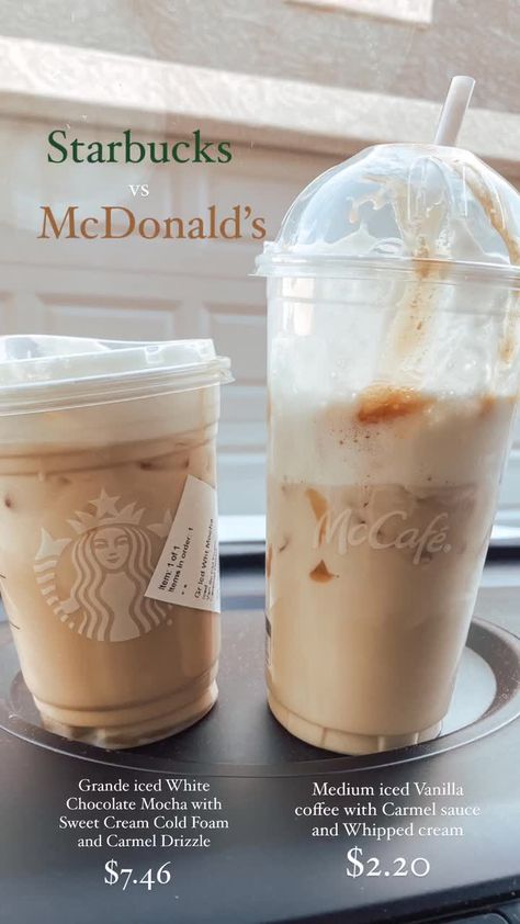 Mcdonald's Coffee Drinks, Best Mcdonalds Coffee Drinks, Mcdonalds Iced Coffee Order, Mcdonalds Drinks, Sweet Starbucks Iced Coffee, Mcdonalds Iced Coffee, Mcdonalds Coffee, Starbucks Secret Menu Recipes, Cold Starbucks Drinks