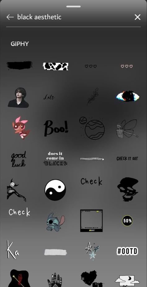 Instagram Stickers Ideas, Anime Stickers Instagram, Ig Stickers Aesthetic Black, Emo Instagram Stickers, Cute Stickers Instagram, Cool Instagram Gif, Instagram Search Ideas, Ig Codes Sticker, Aesthetic Stickers On Instagram