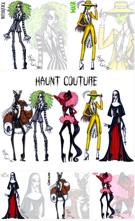 Halloween Sketches, Challenges Ideas, Haunt Couture, Halloween Costume Design, The Nun, Disney Silhouettes, Hayden Williams, Fashion Drawing Sketches, Fashion Gal