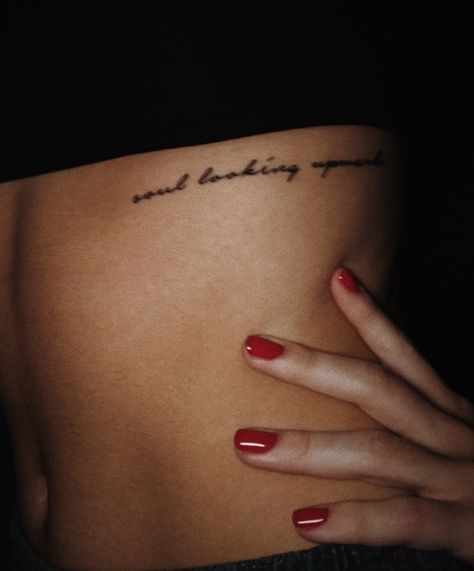 Rib Cage Tattoo, Rib Tattoos Words, Rib Tattoo Placements, Cage Tattoo, Small Rib Tattoos, Side Tattoos Women, Scripture Tattoos, Cage Tattoos, Rib Tattoos For Women