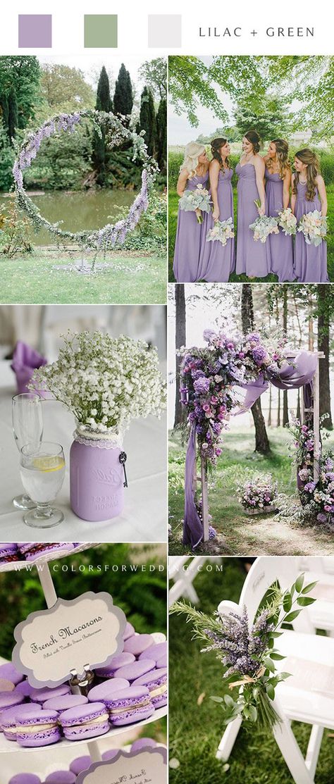 Lilac Wedding Themes, Lavender Wedding Theme, Wisteria Wedding, Purple And Green Wedding, Olive Green Weddings, Wedding Color Scheme, Wedding Color Palettes, Wedding Color Combinations, Wedding Color Pallet