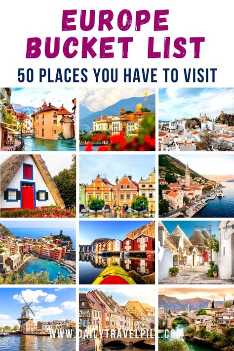 This is the ultimate Europe Bucket List! Add these stunning 50 destinations to your itinerary now!  #europe #europetravel #bucketlist   | Europe travel | European bucket list | Europe destinations | Europe travel inspiration | best places in Europe | things to see in Europe | places to visit in Europe | Places To Visit In Europe, Best Places In Europe, Relaxing Holiday, Europe Bucket List, Europe Trip Itinerary, Voyage Europe, Places In Europe, European Vacation, Europe Vacation