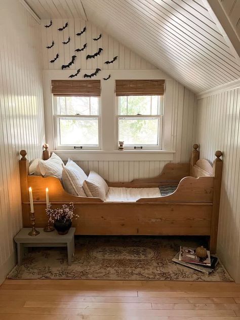 How to Install Beadboard | Step-by-Step Instructions - Bob Vila Bedroom Beadboard Walls, Beadboard Walls And Ceiling, Beadboard Bedroom, Bed Alcove, How To Install Beadboard, Beadboard Wall, Bead Board Walls, I Love Halloween, Beadboard Ceiling