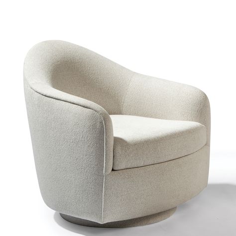 Originally designed in 1973 by Milo Baughman, the Real Good swivel-tilt chair is a modern classic. Featuring Thayer Coggin's unique upholstered swivel-tilt base and revolutionary construction, Real Good seductively cradles while seemingly floating on air. Select one of Thayer Coggin's many fabrics or leathers Dimensions: W 28 1/2 D 32 H 30 inches Seat depth 23 inches Seat height 17 inches Arm height 22 inches Thayer Coggin, Indoor Outdoor Furniture, Milo Baughman, Pebble Grey, Furniture Showroom, Green Chair, On Air, Cool Chairs, High Point