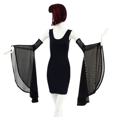 "These mesh sleeves are a combo of our arm warmers, and sorceress sleeves, but the bell is a little smaller for ease and convenience, with all the drama of the sorceress sleeve! Unlined, single layer to make them light and flowy. Use this accessory to spice up any outfit! This item is made to order. Ships out within 5 days of purchase. Unisex Sizing (See below for instructions on where measurements should be taken) XS 9\"-10\" bicep S 11\"-12\" bicep M 12\"-13\" bicep L 14\"-15\" bicep XL 16\"-1 Lace Shrug, Ren Fest, Shrugs And Boleros, Belle Dress, Flowy Sleeves, Inspo Board, Fashion Design Drawings, Other Outfits, Olive Branch