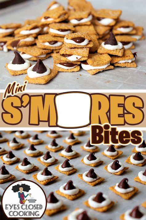 S’mores Inspired Desserts, Smores Appetizer, Smores Mix Snack, S’mores Nachos, Mini Smores Bites, S’mores Bites, Mini Smores, Smores Snacks, Summer Snack Recipes