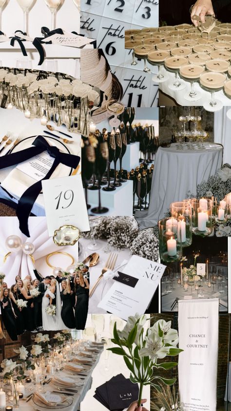 Navy Blue Wedding Mood Board, Black White Beach Wedding, Monochrome Blue Wedding, Moody Coastal Wedding, Black And White Wedding Mood Board, Black Tie Coastal Wedding, Timeless Wedding Color Schemes, Blue Black And White Wedding, Black White And Blue Wedding