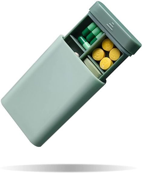 Amazon.com: Small Pill Organizer Portable Pill Box for Purse, 6 Compartment Pill Organizer for Vitamin Fish Oil Supplements Pill Carrier (Green) : Health & Household Pill Organizer Ideas, Pill Organiser, Fish Oil Supplements, Fish Oil Vitamins, Drukarka 3d, Eid Stickers, Packaging Template Design, Pill Holder, Retro Gadgets