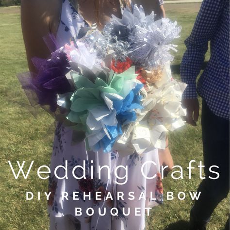 How To Make Ribbon Bouquet For Rehearsal, Proxy Bride Bow Bouquet, Rehearsal Bow Bouquet, Wedding Rehearsal Bouquet Ribbons, Rehearsal Bouquet Diy, How To Make A Bow Bouquet For Rehearsal, How To Make Rehearsal Bouquet From Bows, Bridal Shower Ribbon Bouquet, Rehearsal Bouquet Diy Bows