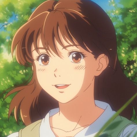 Anime Profile Brown Hair, Brown Hair Icons Anime, Ghibli Style Pfp, Anime Brown Aesthetic, Ghibli Profile Picture, Brown Anime, Anime Brown Hair, Studio Ghibli Background, Ghibli Studio