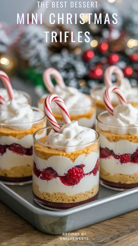 Create the perfect holiday dessert in minutes with these quick mini Christmas trifles! They’re fun to assemble and bursting with holiday flavors. A great make-ahead treat for Christmas gatherings! 🎅🍰 #QuickDesserts #ChristmasTrifles #FestiveBaking #HolidayDesserts #EasyHolidayTreats Triffle Recipe, Christmas Trifles, Mini Trifle Desserts, Christmas Trifle Recipes, Fruit And Cream, Trifle Bowl Recipes, Mini Trifle, Christmas Trifle, Easy Holiday Treats