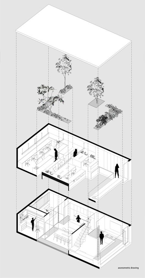 Gallery of Muxin Office / Muxin Studio - 26 Interior Design Graphic, Architecture Design Presentation, Axonometric Drawing, Architecture Presentation Board, Architecture Panel, Interior Design Presentation, Architecture Concept Diagram, Architecture Design Sketch, Architecture Collage