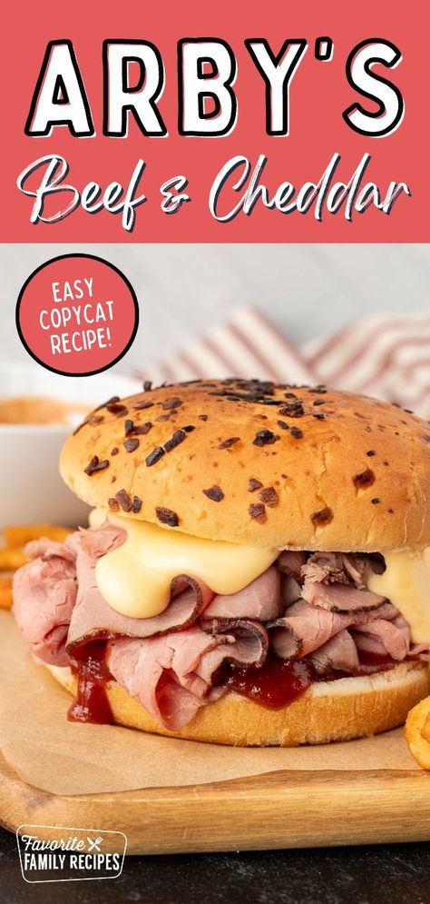 Make your own Arby’s Beef and Cheddar sandwich right at home with this copycat recipe that tastes better than the fast food version. This copycat version of Arby’s Beef and Cheddar sandwich is one of the tastiest sandwiches I have ever had and one of the easiest copycat recipes to make! Little Caesars Crazy Bread Recipe, Arbys Sauce Recipe, Beef And Cheddar Sandwich, Arbys Roast Beef Sandwich, Arbys Beef And Cheddar, Danish Meatballs, Cheddar Sandwich, Roast Beef And Cheddar, Beef And Cheddar