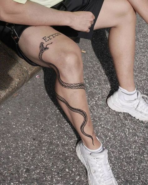 Snake Tattoo Men Leg, Leg Full Tattoo, Tattoo Cobra, Thigh Tattoo Men, Lower Leg Tattoos, Cobra Tattoo, Full Leg Tattoos, Snake Tattoo Design, Leg Tattoo Men