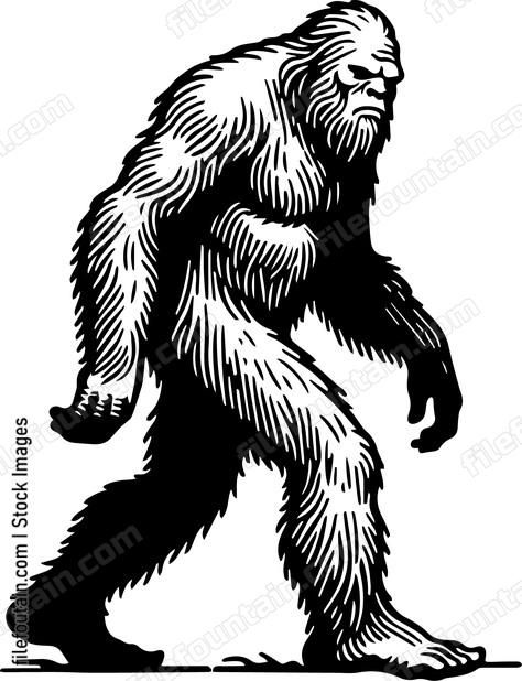 Bigfoot Tattoo, Bigfoot Svg, Sasquatch Sightings, Bigfoot Silhouette, Hat Burning, Bigfoot Art, Linocut Art, American Legend, Forest Creatures