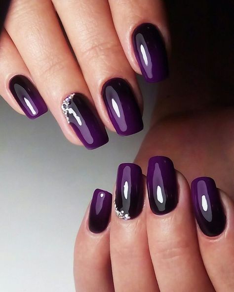 Dark purple nail designs are becoming increasingly popular among women, thanks to their elegant and sophisticated appearance. Check 2024 Trends with Nailkicks. Dark Plum Ombre Nails, Hombre Nails Black And Purple, Black And Purple Ombre Nails Halloween, Purple Nails For Bride, Purple And Black Nails Designs Short, Black And Plum Nails, Dark Purple Gel Nails Ideas, Purple And Silver Nail Art, Dark Purple Nails Ombre